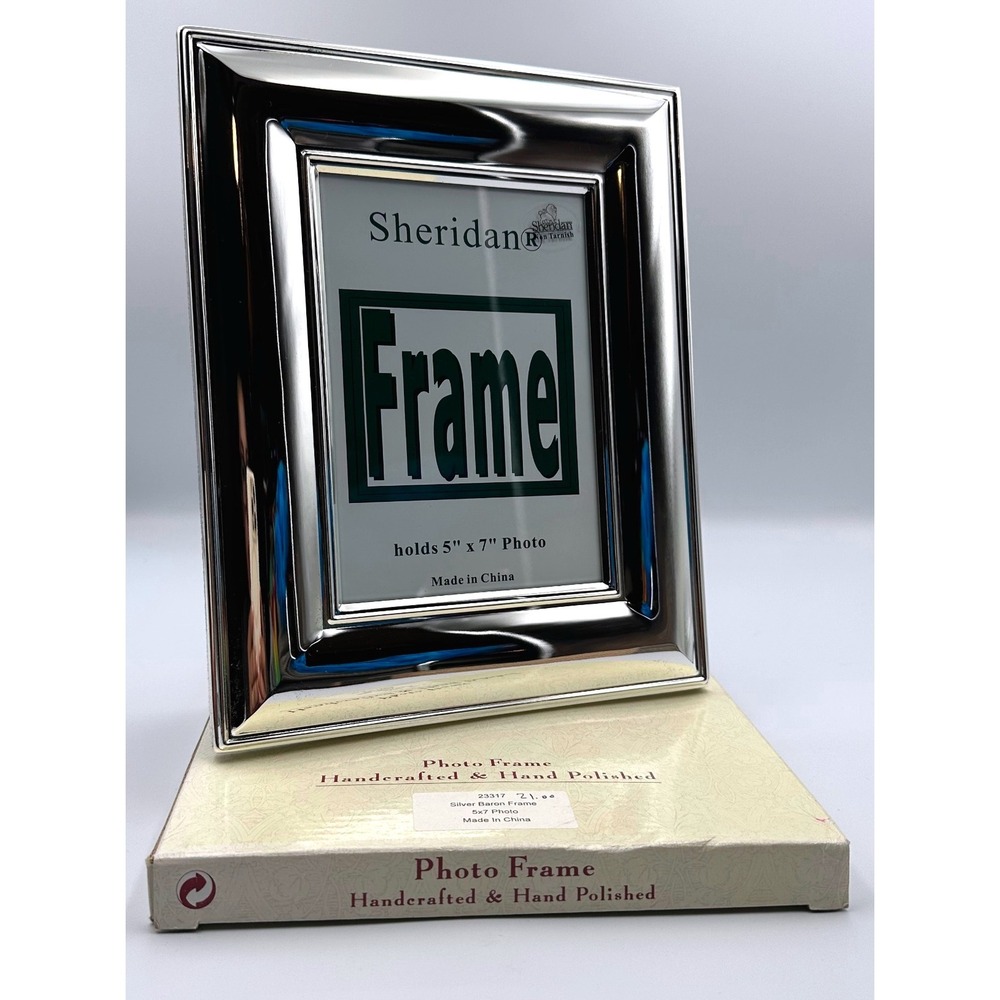 Sheridan Silver Lacquer Coated 5x7 Photo Frame Handcrafted Hand Polished NIB